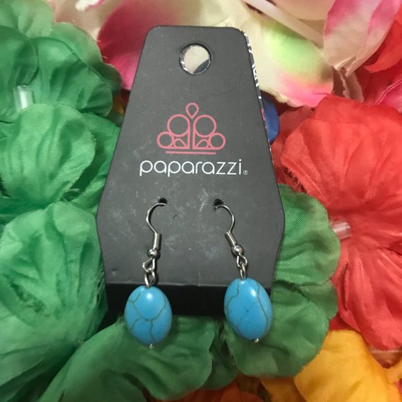 Paparazzi Turquoise-like Hanging Earrings - Picture 7 of 16